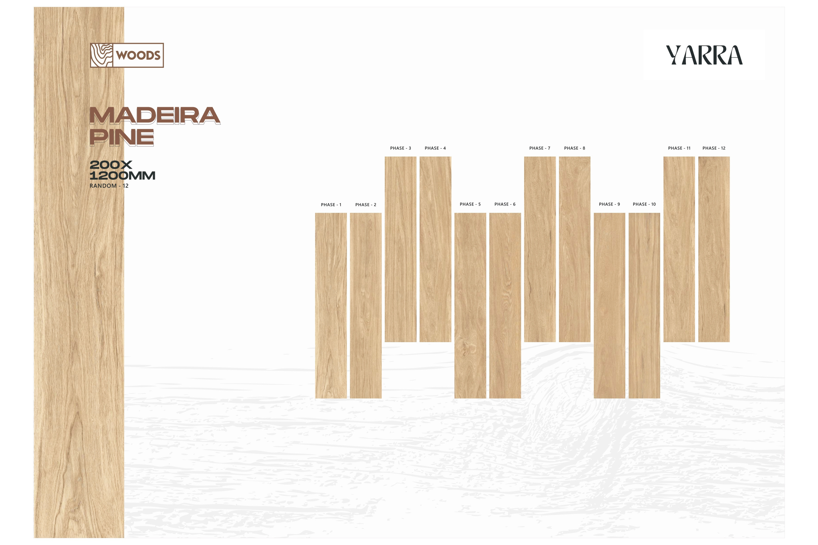 Wholesale Factory Supply 200 X 1200MM Wooden Collection Madeira Pine Floor Tiles with  Matt Finished Decorative Tiles