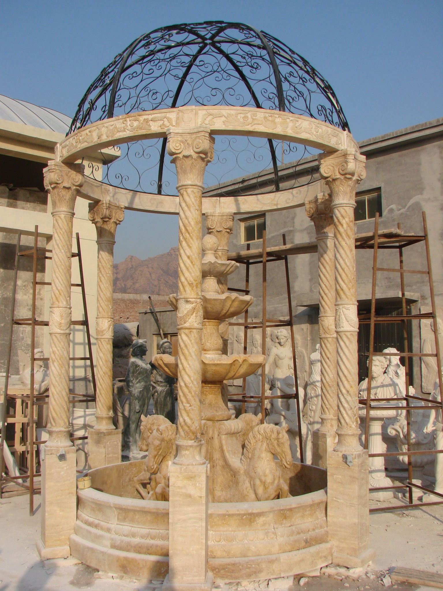 Classical Style Hand Carved Stone Sculpture Marble Gazebo