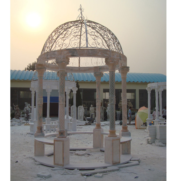 Classical Style Hand Carved Stone Sculpture Marble Gazebo