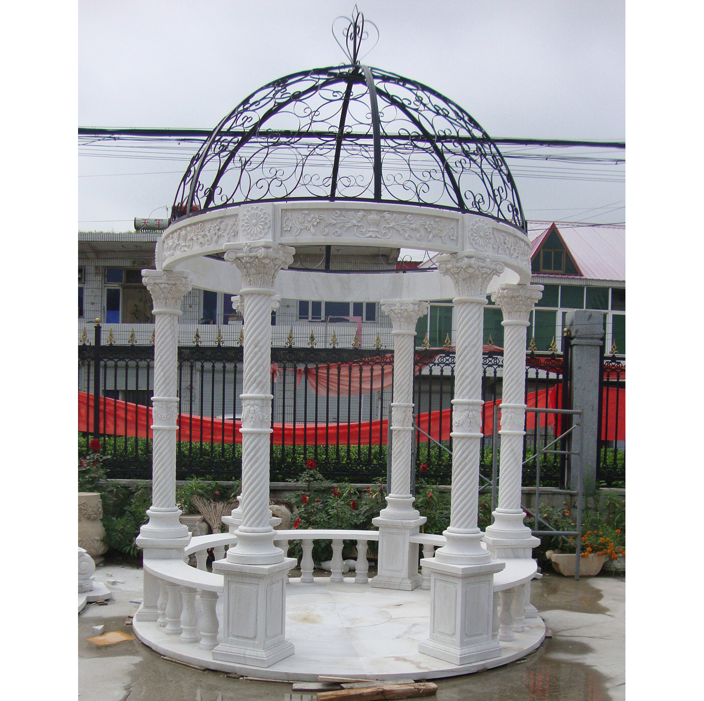 Classical Style Hand Carved Stone Sculpture Marble Gazebo