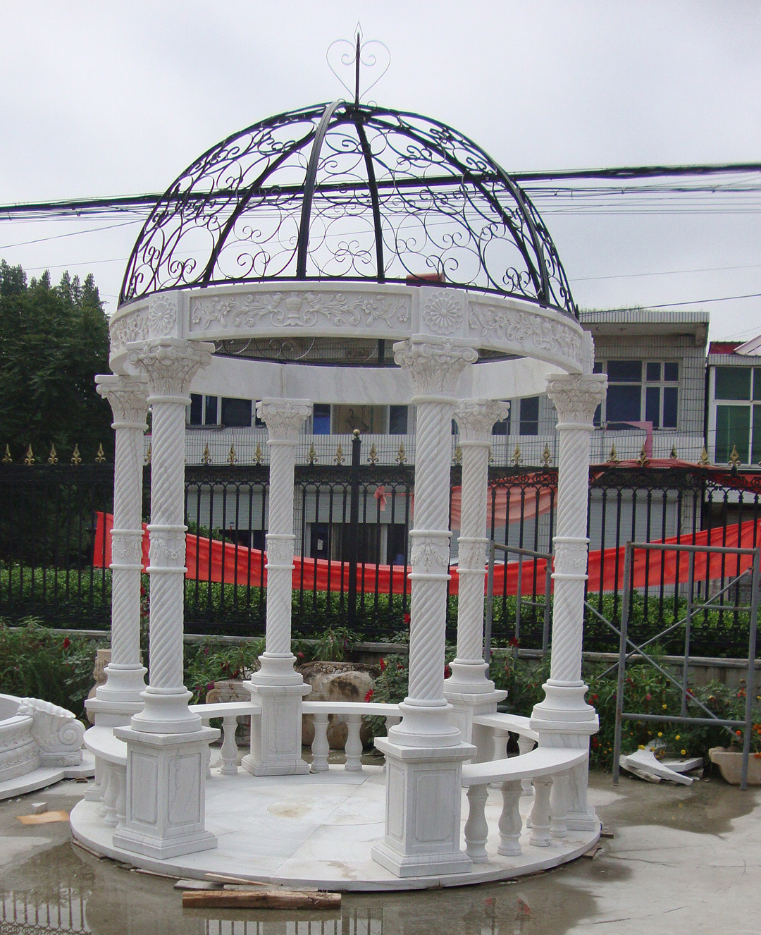 Classical Style Hand Carved Stone Sculpture Marble Gazebo