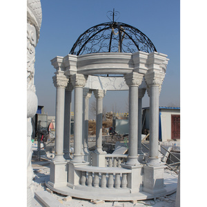 High Quality Outdoor Garden White Stone Marble Dome Pavilion Column Gazebo