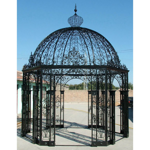 Factory Wholesale Wrought Cast Iron Large Black Gazebo For Garden Decoration