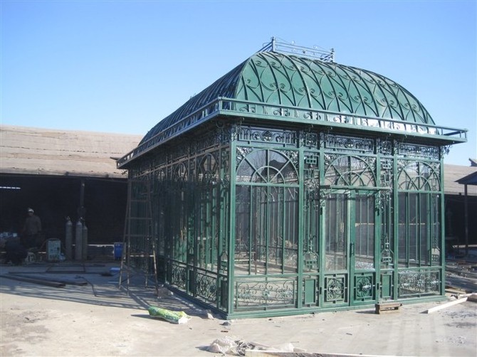 Wholesale Wrought Cast Iron Gazebo Outdoor Garden Large Round Green Wrought Iron Pavilion