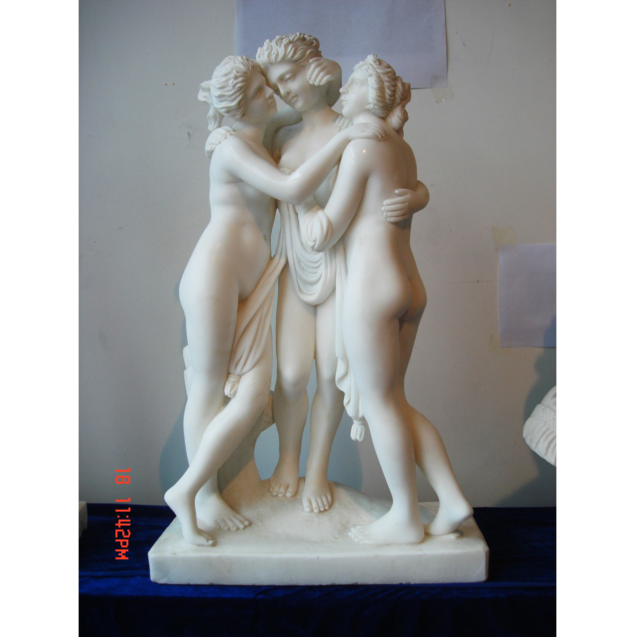 Hand Carved Natural Stone Marbled Three Graces God Classic Sculpture Lady Marble Statue