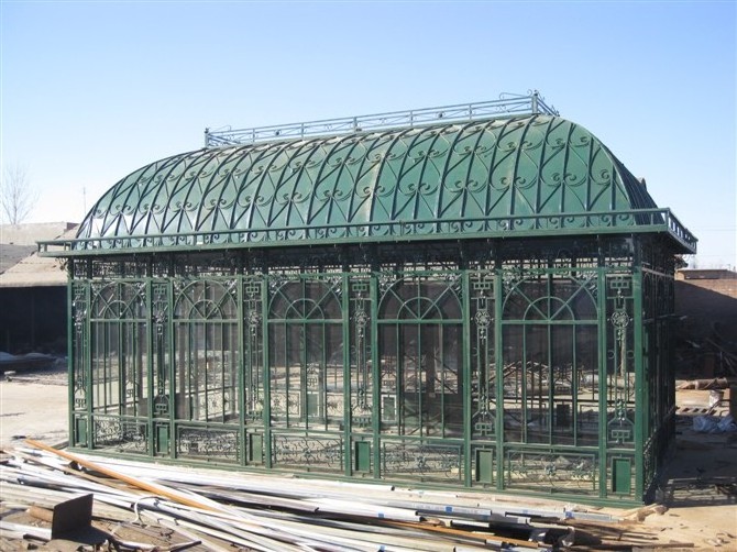 Wholesale Wrought Cast Iron Gazebo Outdoor Garden Large Round Green Wrought Iron Pavilion