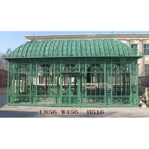 Wholesale Wrought Cast Iron Gazebo Outdoor Garden Large Round Green Wrought Iron Pavilion