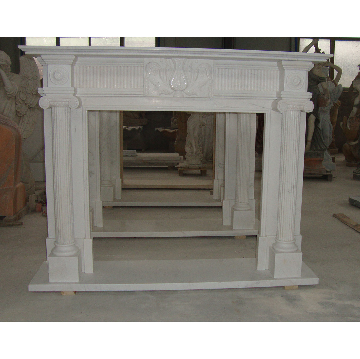 Indoor Home Decoration Marble Round Fireplace White Luxury Simple Design Fireplace White Marble Fireplace