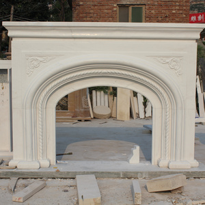 Luxury Famous Style Indoor Outdoor Home Decoration Natural Stone Hand Carved Marble Victorian Arched Viola Marble Fireplace