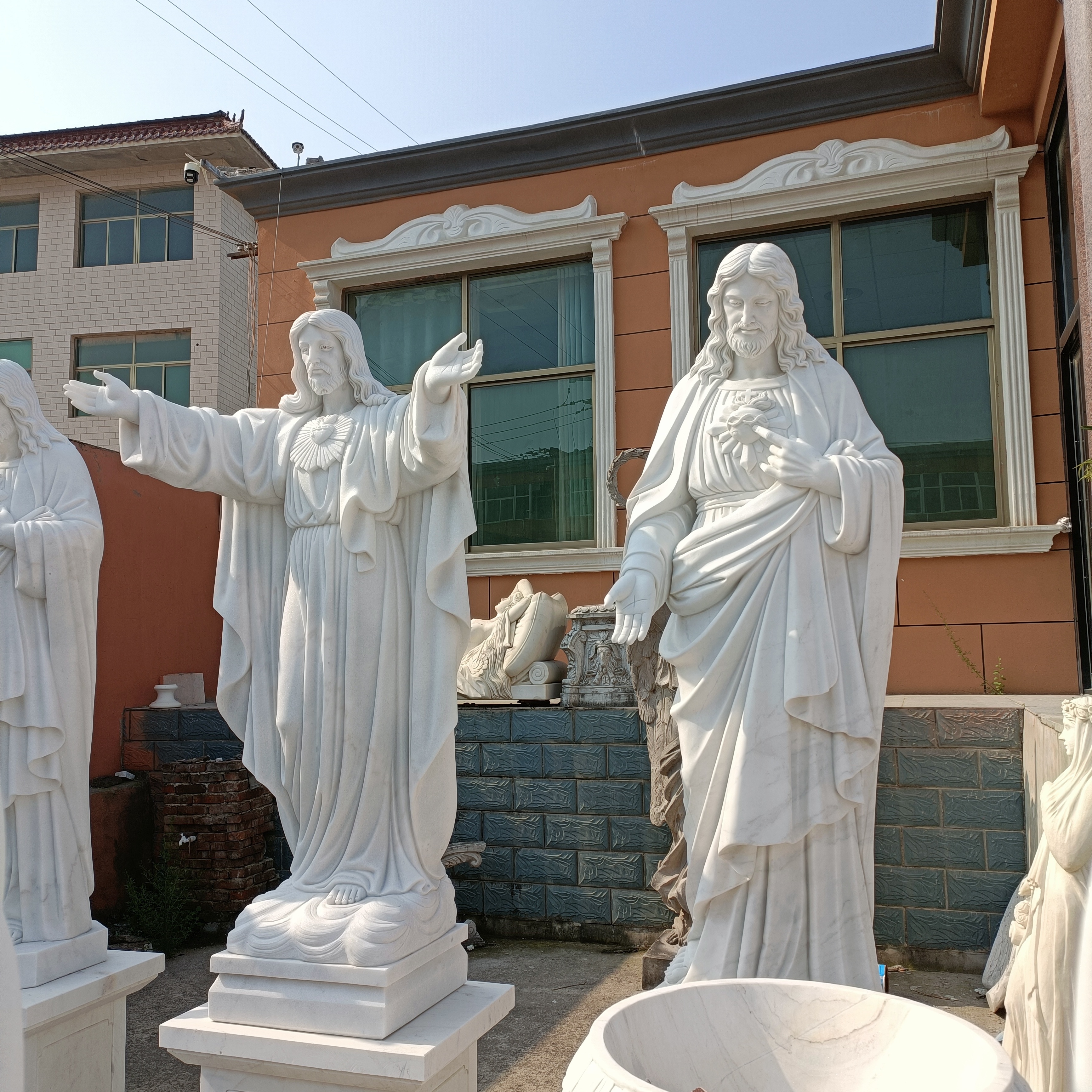 Customized Life Size Religious Statues Outdoor Decoration Stone Marbled Sculpture Marble Jesus Statue