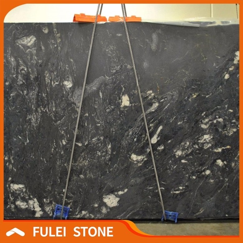 Full slabs exotic brazilian black titanium gold granite slab for sale