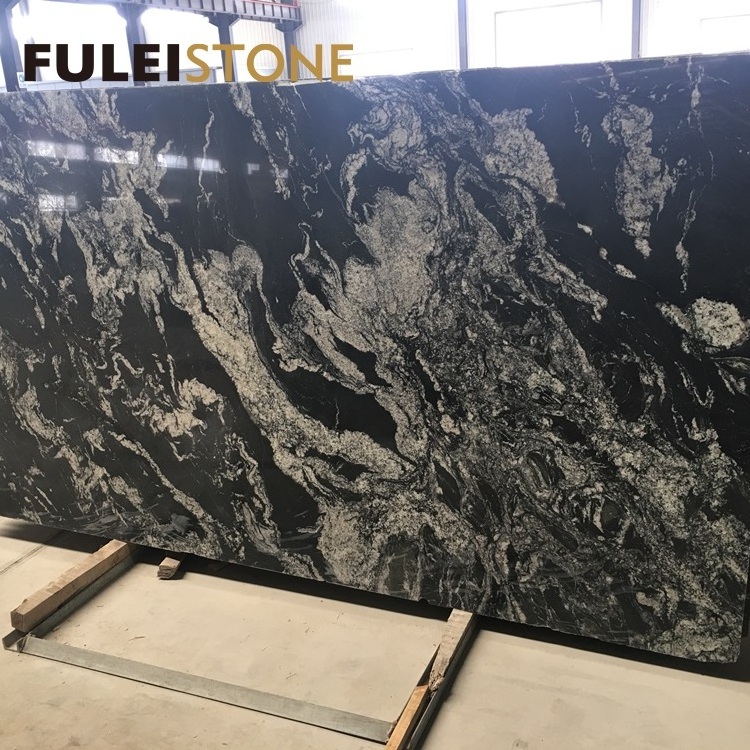 fantasy cosmic black fusion granite with white veins wall floor design