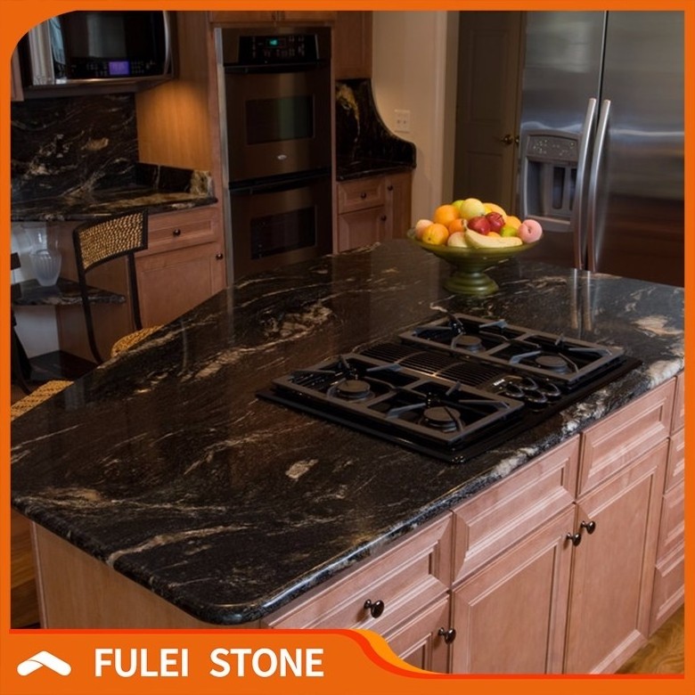 Exotic brazilian cosmic black lowes kitchen granite countertops price