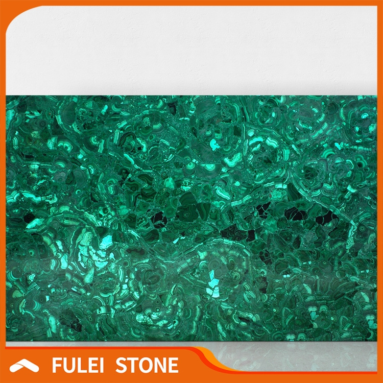 Luxurious semi precious gemstone green malachite stone tile price