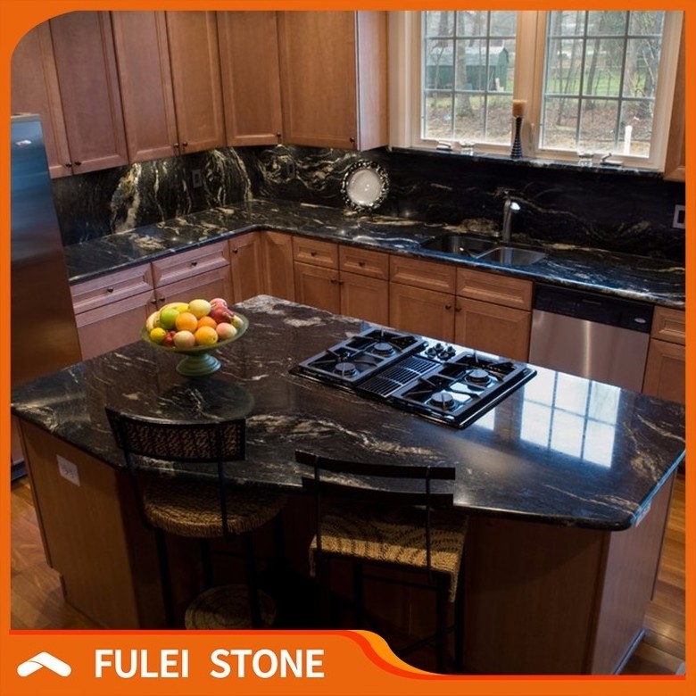 Exotic brazilian cosmic black lowes kitchen granite countertops price