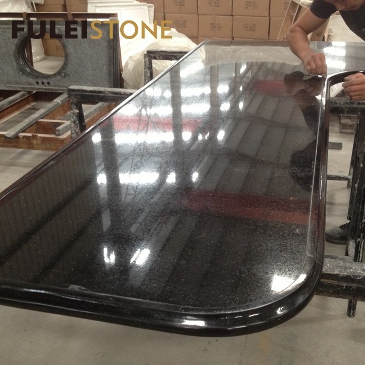 Polished black galaxy granite table top and  vanity tops