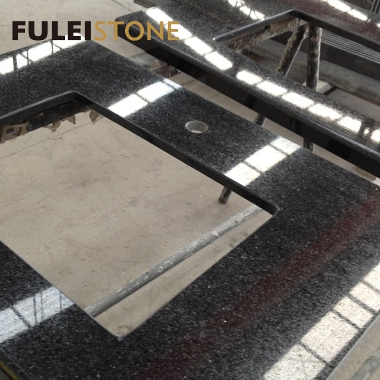 Polished black galaxy granite table top and  vanity tops