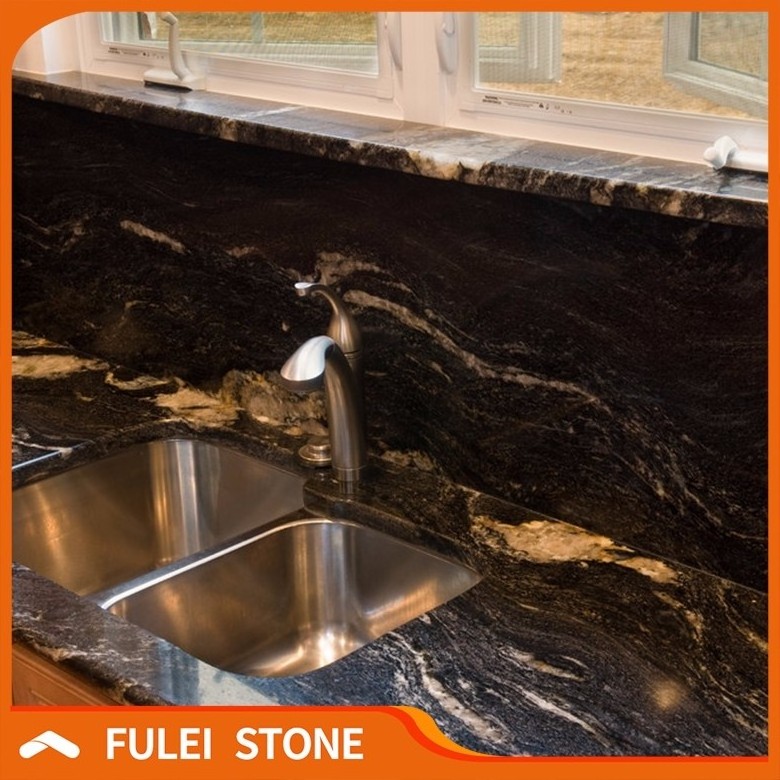 Exotic brazilian cosmic black lowes kitchen granite countertops price