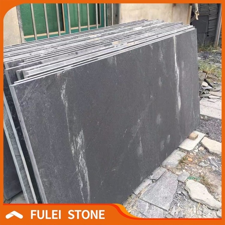 Cheap honed natural black slate stone slabs for sale