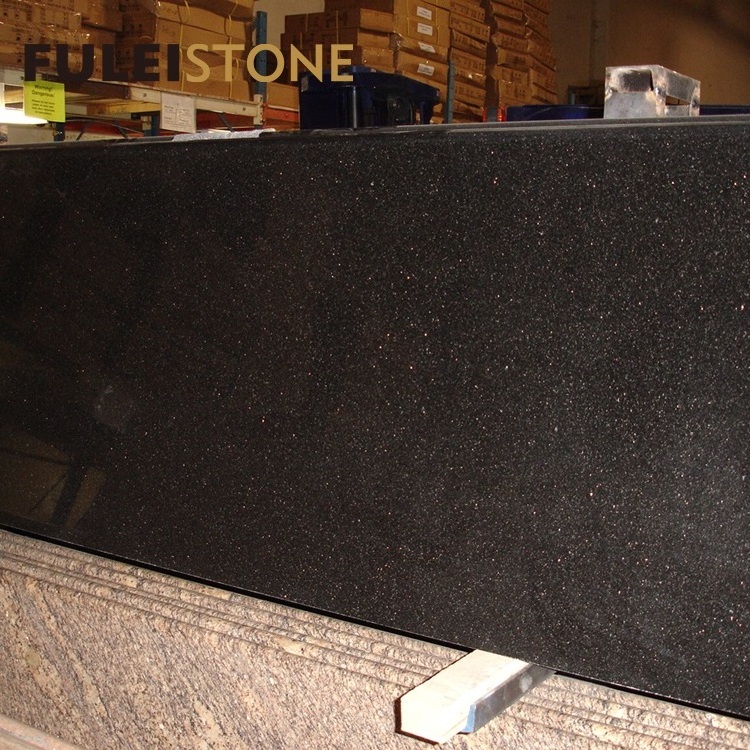 Polished black galaxy granite table top and  vanity tops