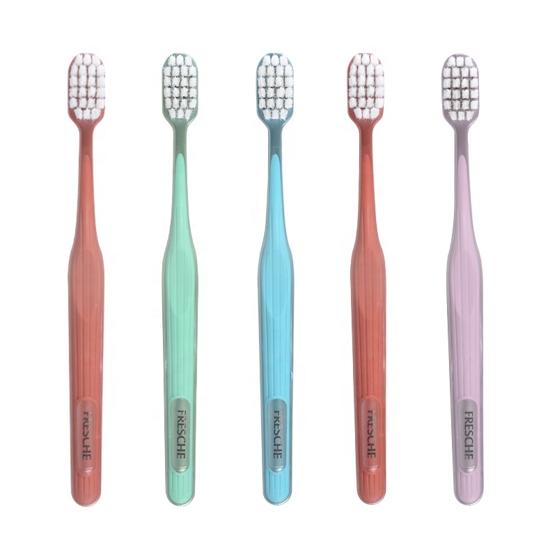 FRESCHE set of 5pcs rubber toothbrush with 10000 soft Japanese bristles