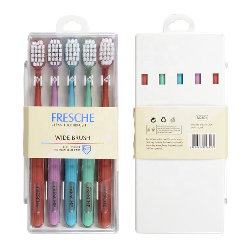 FRESCHE set of 5pcs rubber toothbrush with 10000 soft Japanese bristles