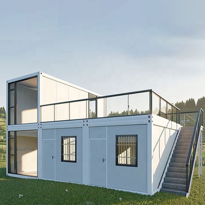 20 ft modern luxury customized portable shipping hot sale new style modular prefabricated two storey house with balcony