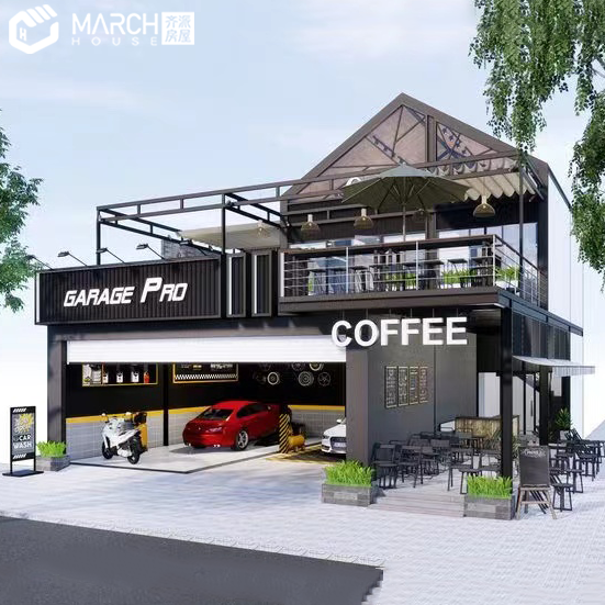 Flat Pack Building Outdoor Restaurant Bar Container Coffee Shop Prefab House Cafe Puerto Rico Container House