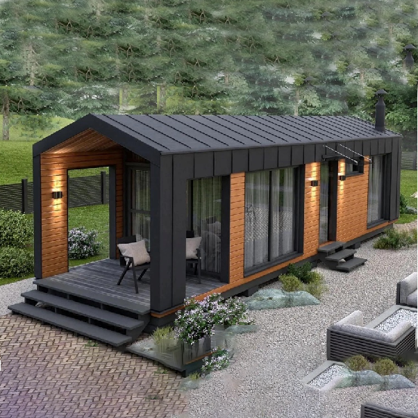 Light steel house prefabricated villa 3 bedrooms modern design homes 20ft prefab shipping tiny house