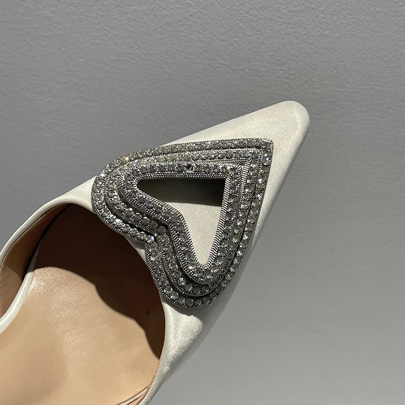 custom shoes heels Rhinestone Fashion High Heeled Pointed Bride Wedding Shoes Women Crystal Stiletto Sandals Rope Sandal  White