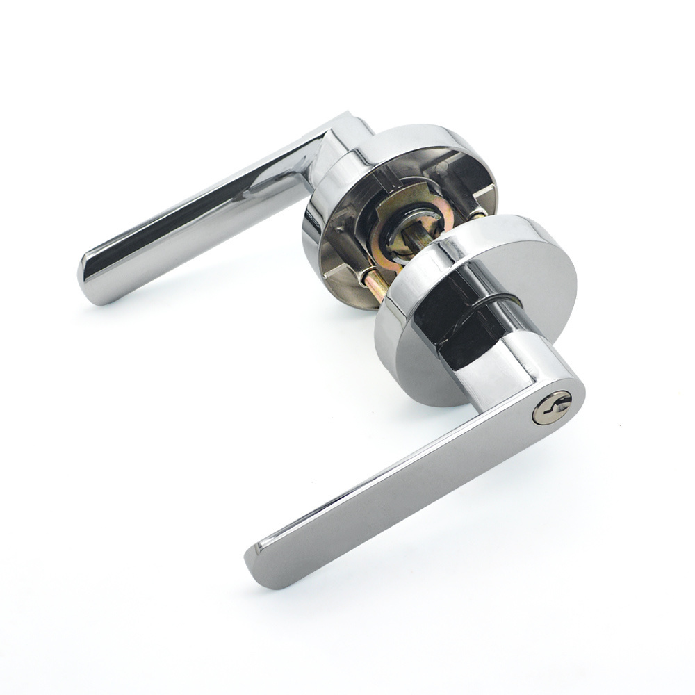 Popular High-quality Chrome Door Handle Zinc Alloy Privacy Latch Bathroom Function Chrome Door Handle With Lock