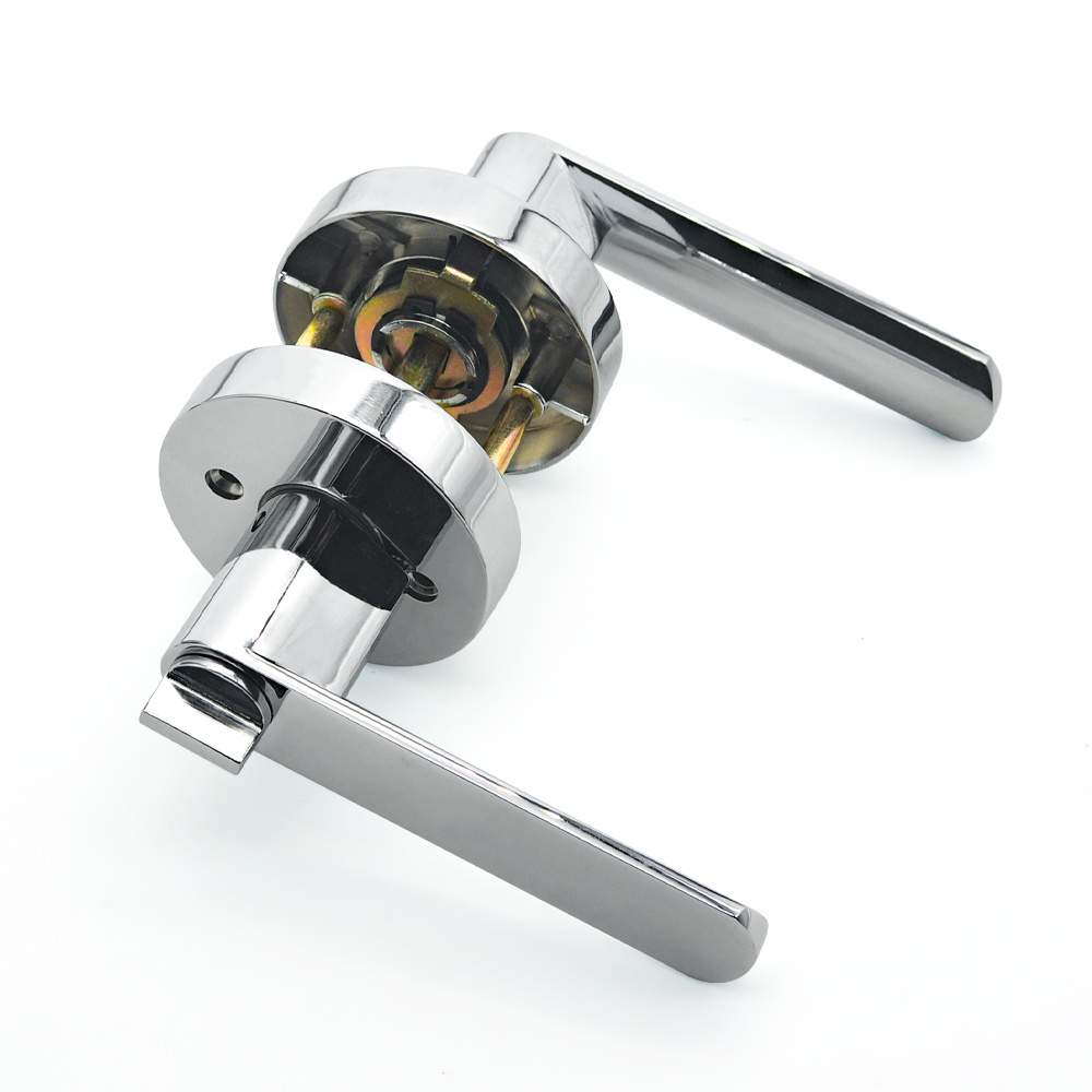 Popular High-quality Chrome Door Handle Zinc Alloy Privacy Latch Bathroom Function Chrome Door Handle With Lock