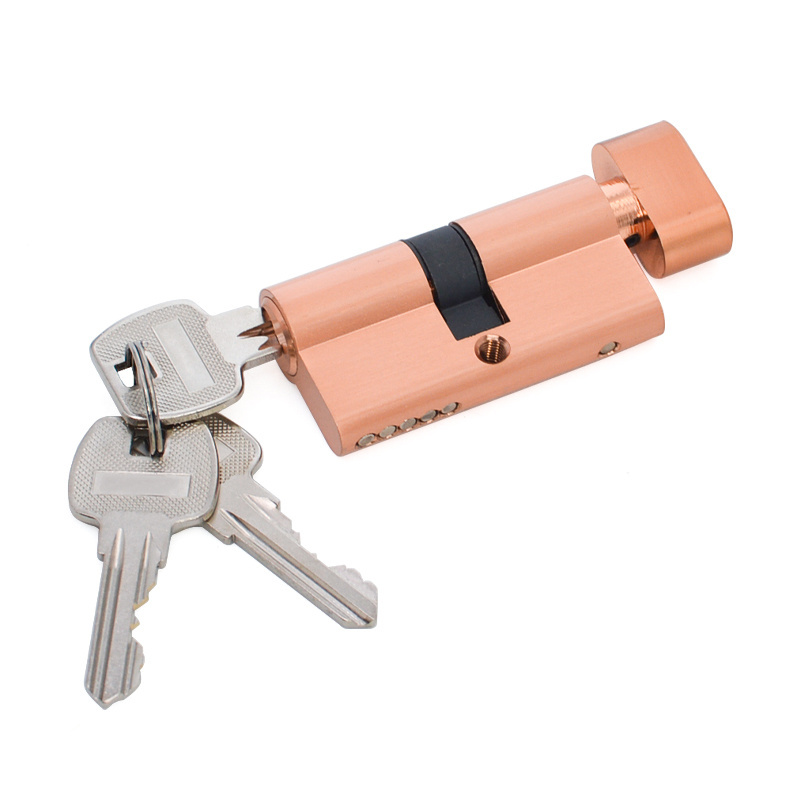 Door lock 3 keys customized logo full brass rose gold cylinder lock with knob