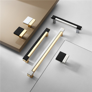 Luxury style double color zinc alloy silver gold black furniture handle