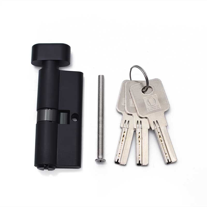 Matt Black 70mm cylinder lock with knob key durable door cylinder lock