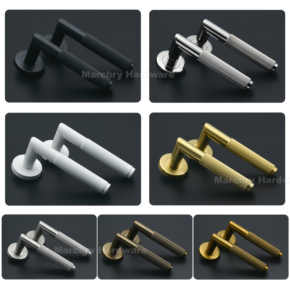 New Design Knurled Handle 304 Stainless Steel Popular Interior Door Handle Gold Black Bronze White Knurled Door Handle