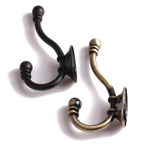 Popular vintage rustic zinc alloy decorative wall mounted s shape bronze black towel coat hook