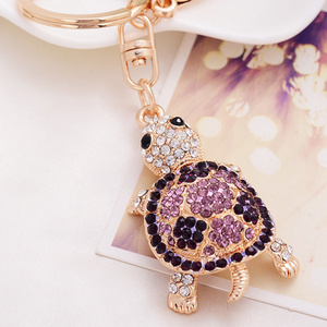 Wholesale Diamond Turtle Charm Key Chain Colorful Rhinestone Animal Turtle Pendant Keychain For Gift