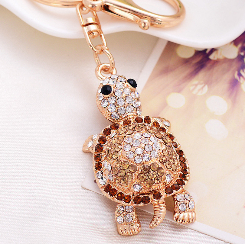 Wholesale Diamond Turtle Charm Key Chain Colorful Rhinestone Animal Turtle Pendant Keychain For Gift