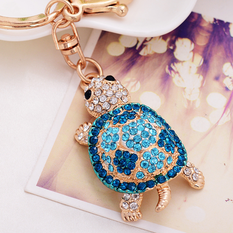 Wholesale Diamond Turtle Charm Key Chain Colorful Rhinestone Animal Turtle Pendant Keychain For Gift