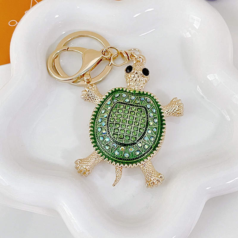 Newest Colorful Diamond Animal Turtle Key Ring Metal Rhinestone Crystal Turtle Keychain For Gift