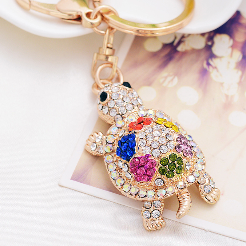 Wholesale Diamond Turtle Charm Key Chain Colorful Rhinestone Animal Turtle Pendant Keychain For Gift