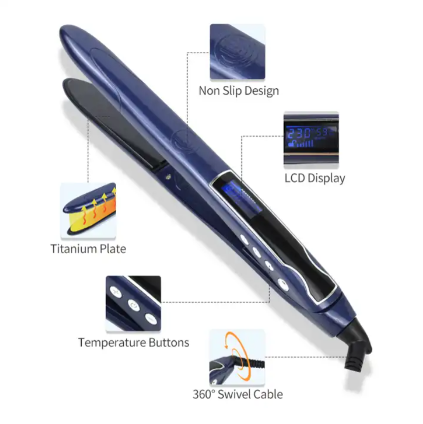 Customized 1 inch Infrared And Negative Ion 2 in 1 Tourmaline Ionic Ceramic Flat Iron Hair Straightener