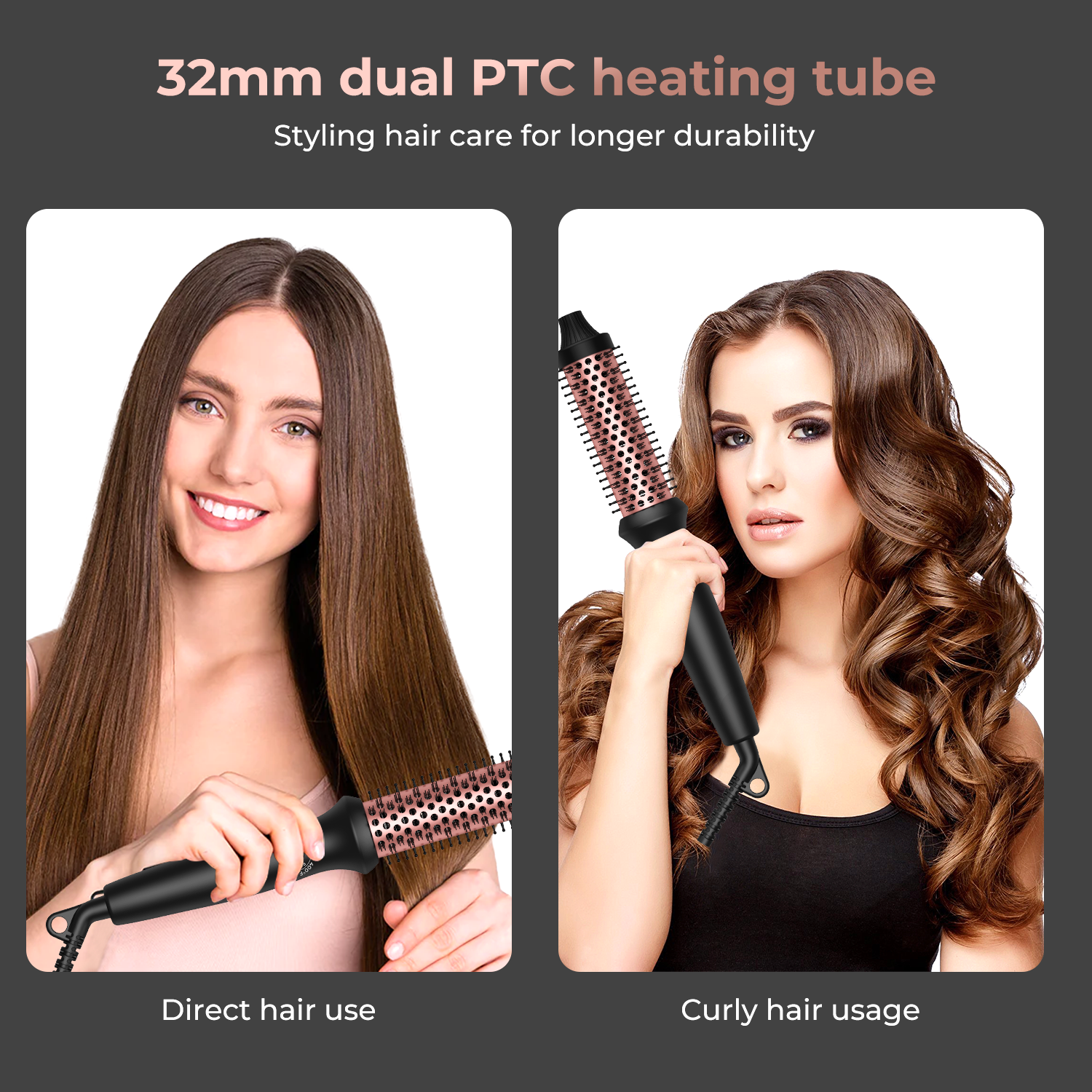 Portable Ceramic thermal hair curling iron brush straightener brush hair styling tools hot comb