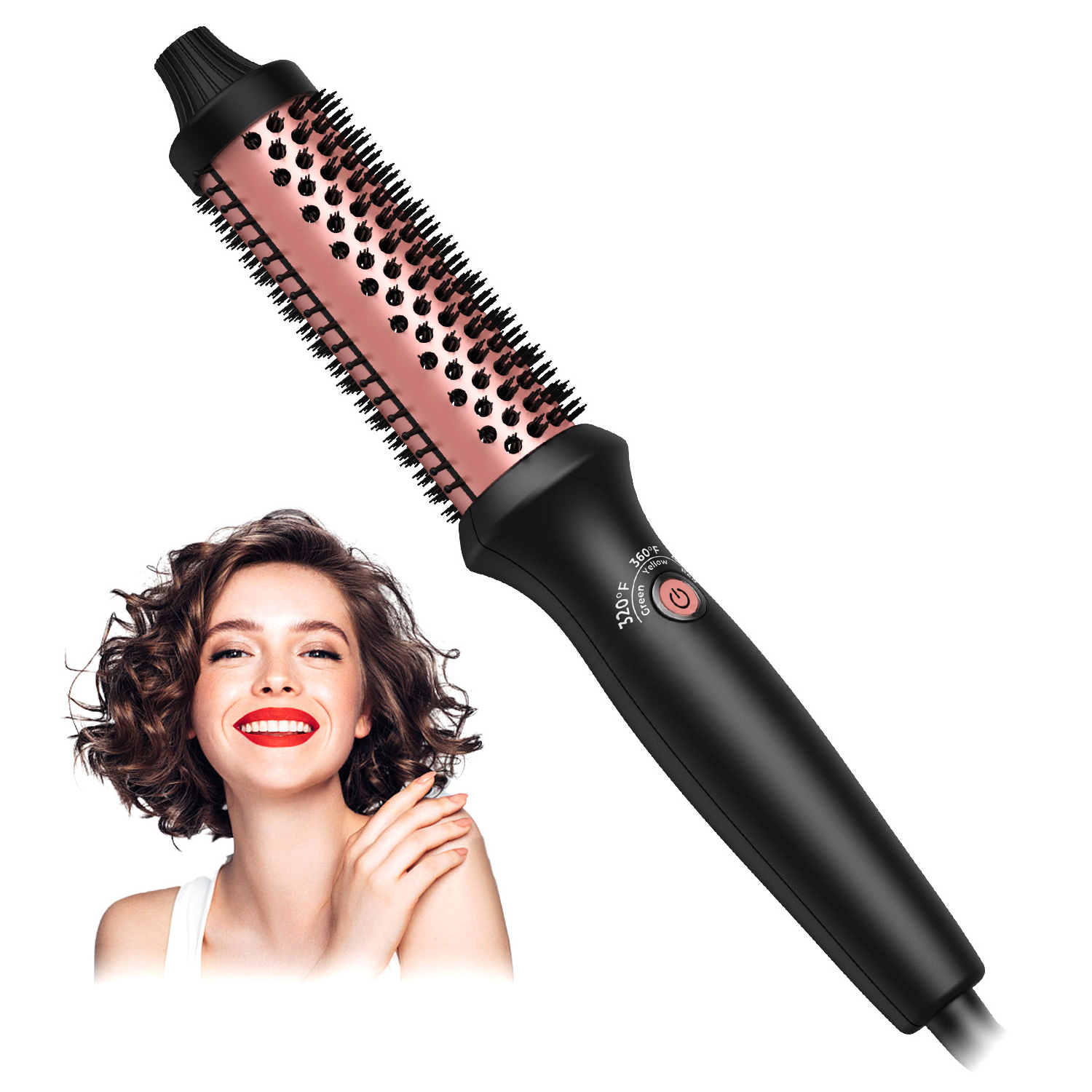 Portable Ceramic thermal hair curling iron brush straightener brush hair styling tools hot comb