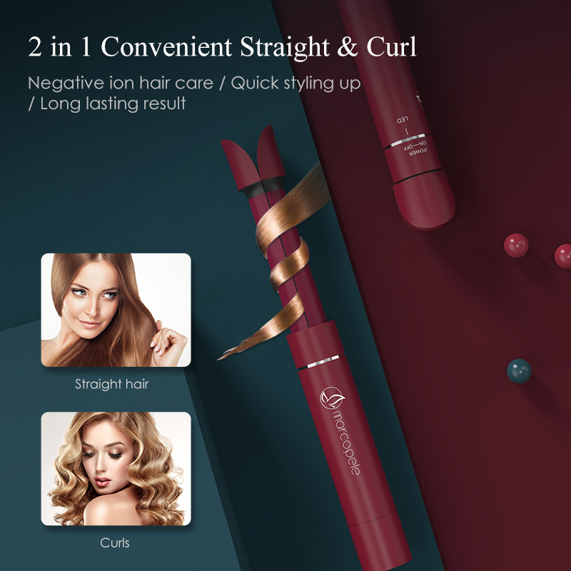 Wholesale Small Mini Portable Hair Curl Straightener Flat Iron 2 In 1 Ceramic LED Display Hair Straightener And Curler