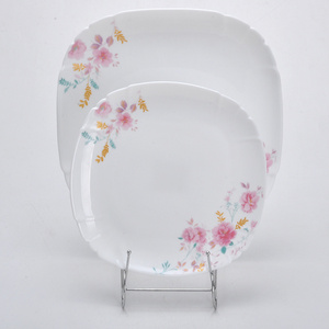 Wholesale white opalware glass plate dinnerware set on sale