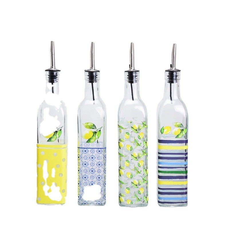 borosilicate glass olive oil dispenser bottle w/glass stopper