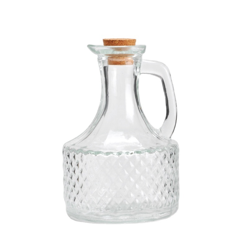 Household soda lime glass oil vinegar bottle with handle