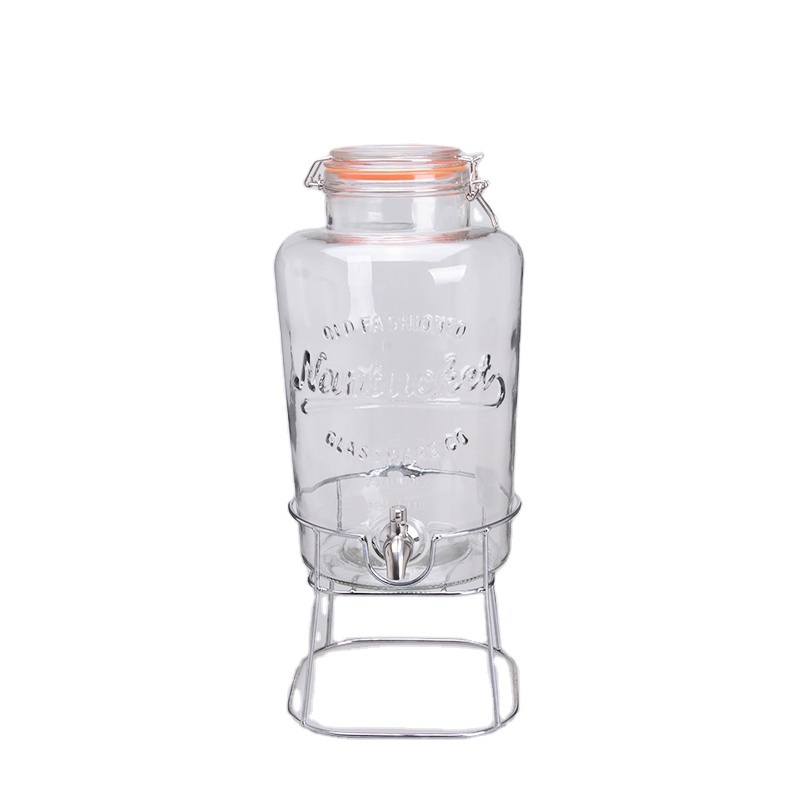 2 gallon glass drinking dispenser with tap glass beverage dispenser jar